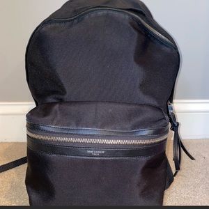 Saint Laurent black nylon city backpack.